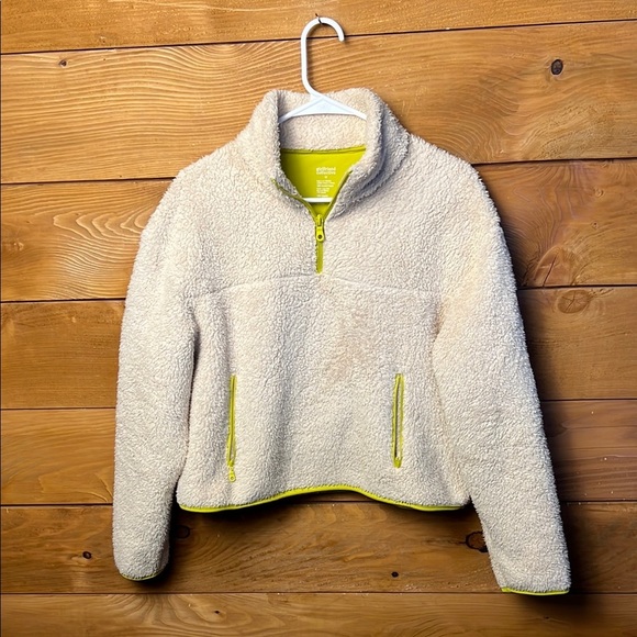 Girlfriend Collective Women Cream Sherpa Fleece Pullover M Yellow Accents sporty - Picture 1 of 7